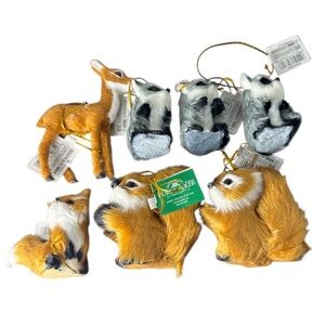 Kurt Adler Plush Forest Animal Christmas Ornament Squirrel Deer Raccoon Fox